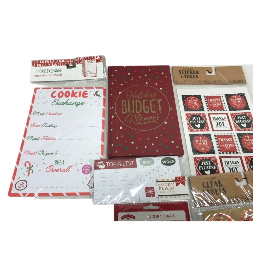 8 Piece Holiday Budget Planner Bundle Recipe Cards Cookie Exchange Label Sticker